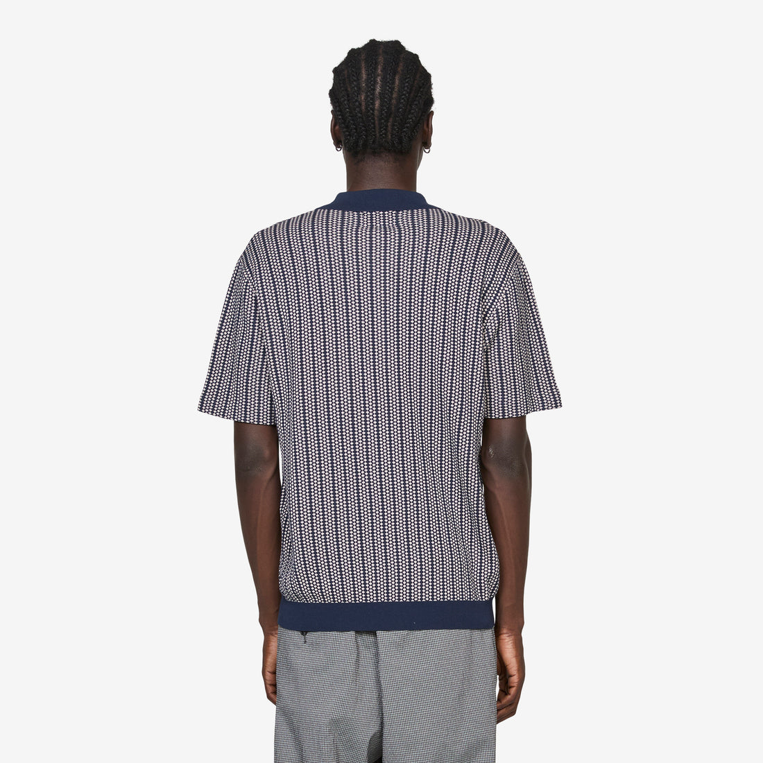 Half Zip Knit Polo Navy Shirts