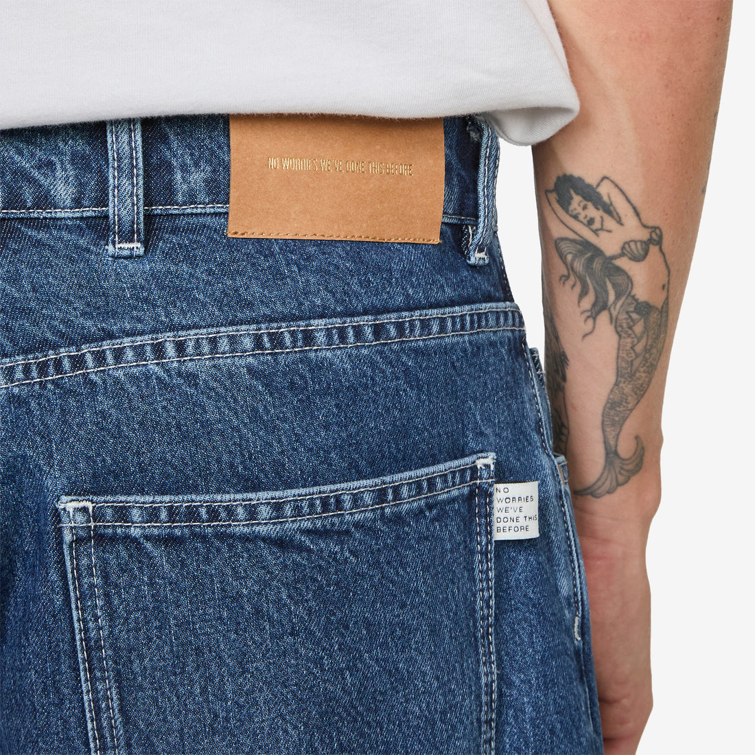 Duma Pleated Denim Jeans Worn Denim Pants