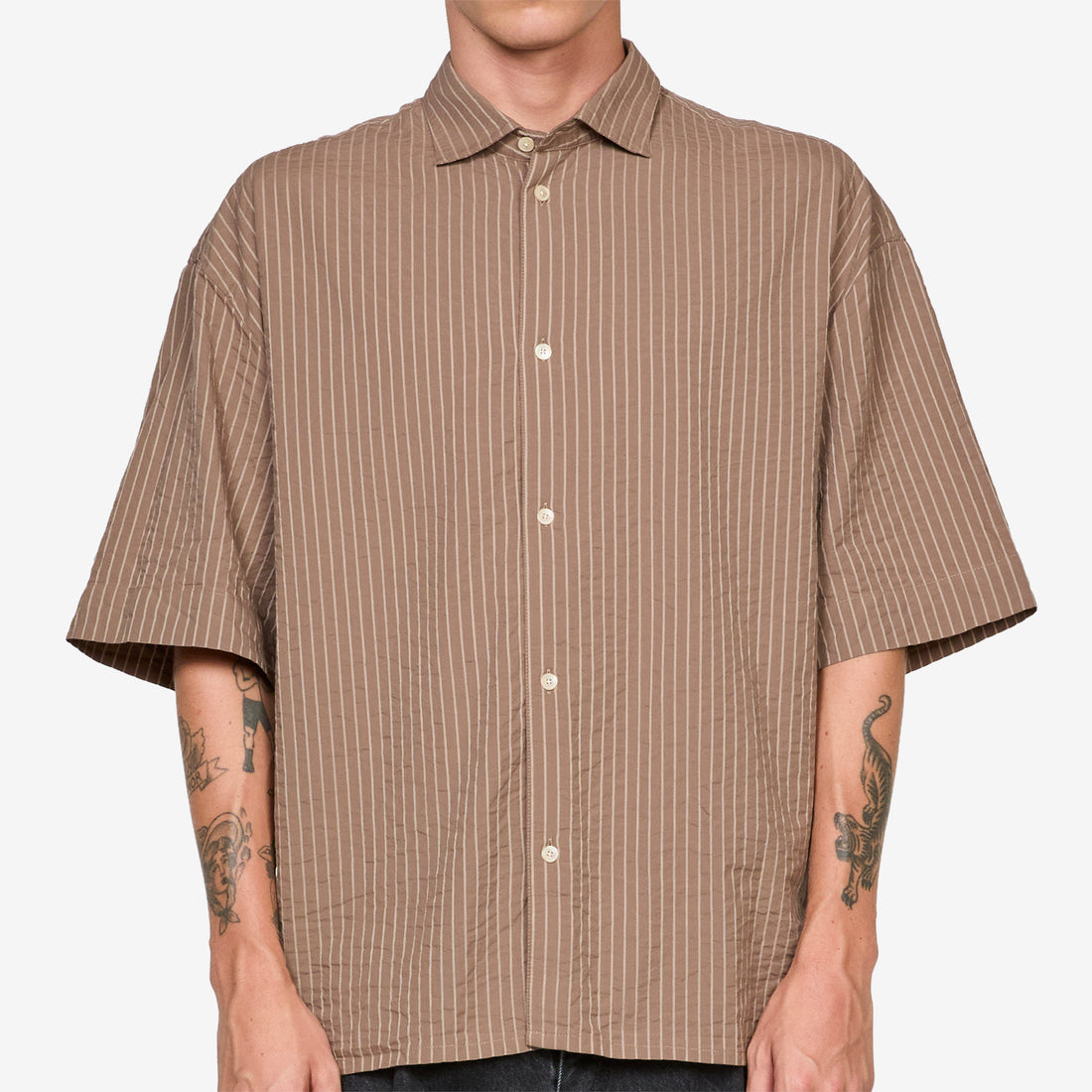 Bantu Shirt Cocoa Seersucker Stripe Shirts