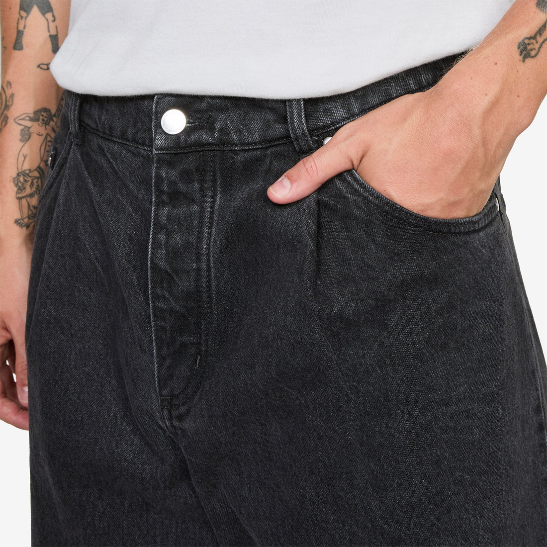 Duma Pleated Denim Jeans Grey Denim Pants