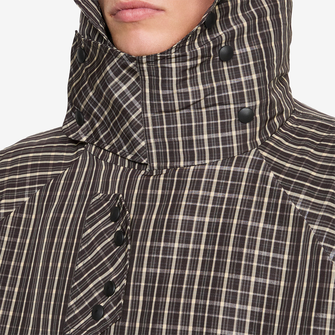 Check Smock Anorak Beige | Dark Brown Jackets