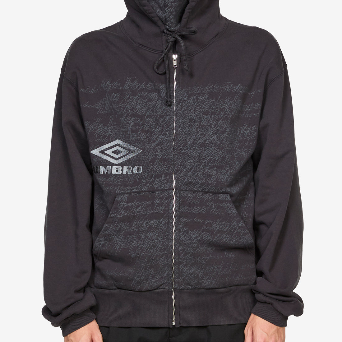 Compact Masked Zip Hoodie Washed Black Jumpers