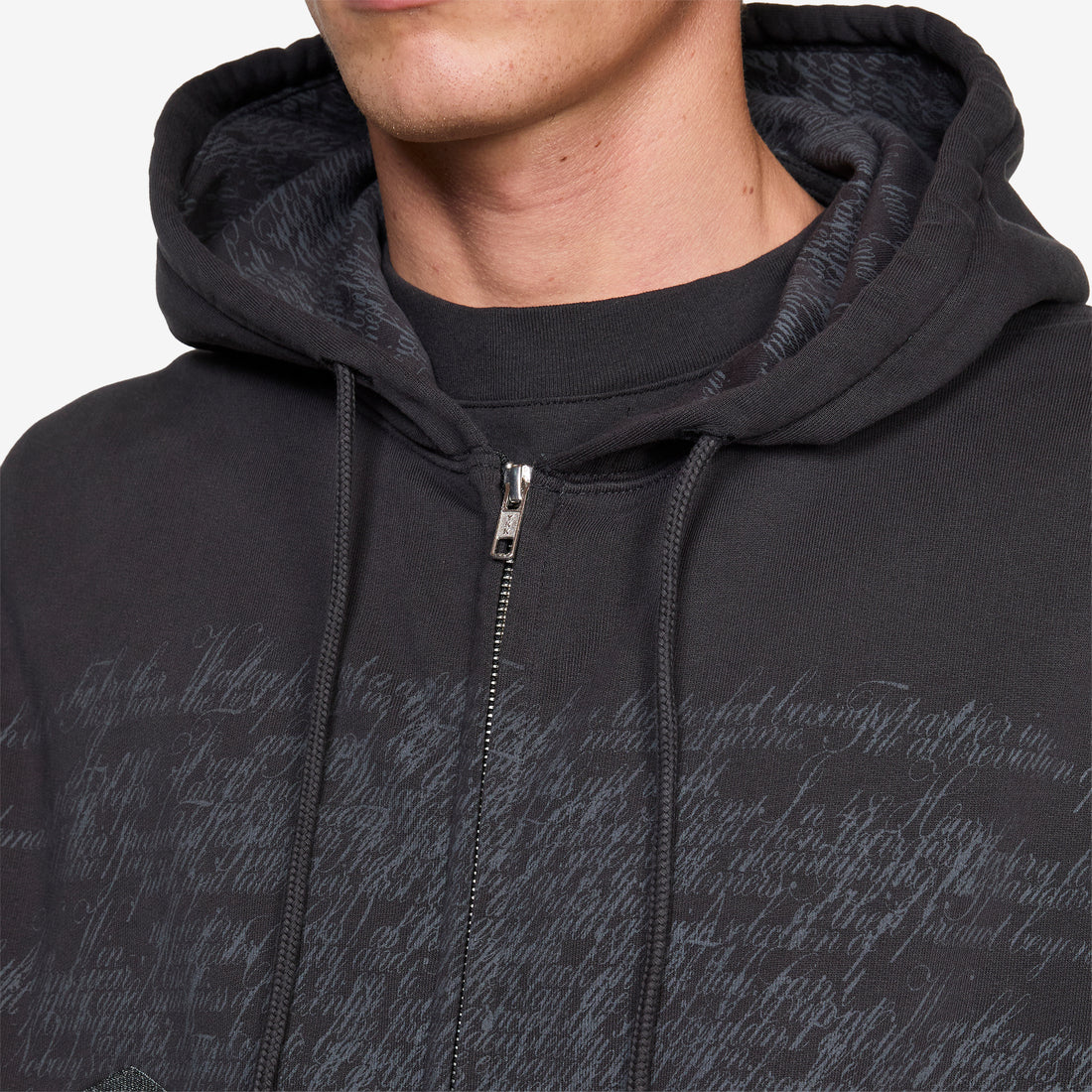 Compact Masked Zip Hoodie Washed Black Jumpers