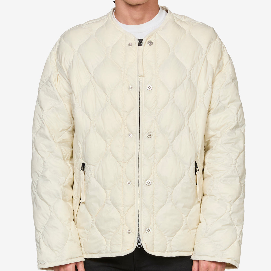 Military W-Zip M65 Liner Short Soft Shell Down Jacket Off White Jackets