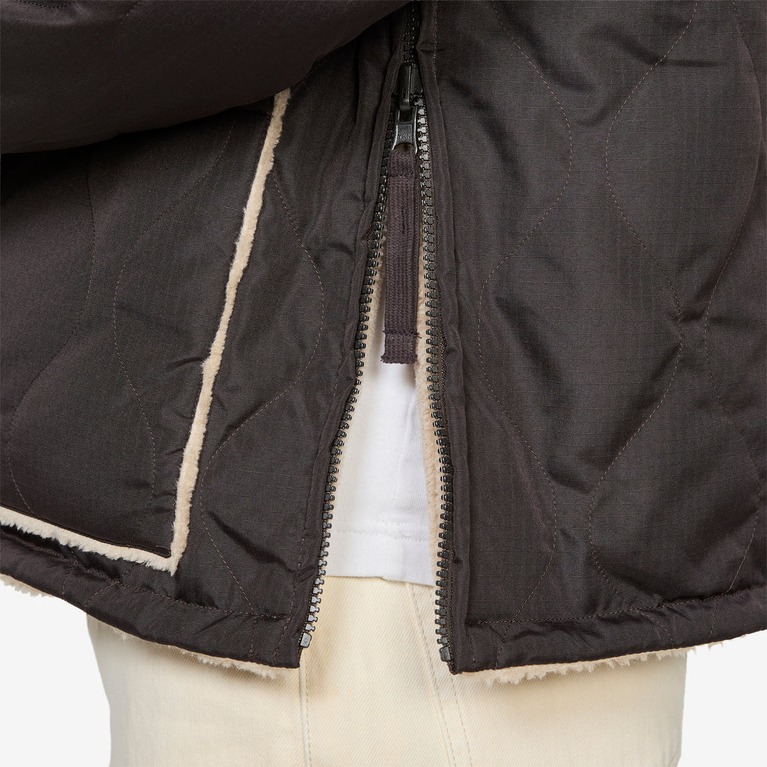 Military Reversible Down Boa Hi Neck Jacket Dark Choco | Beige Jackets