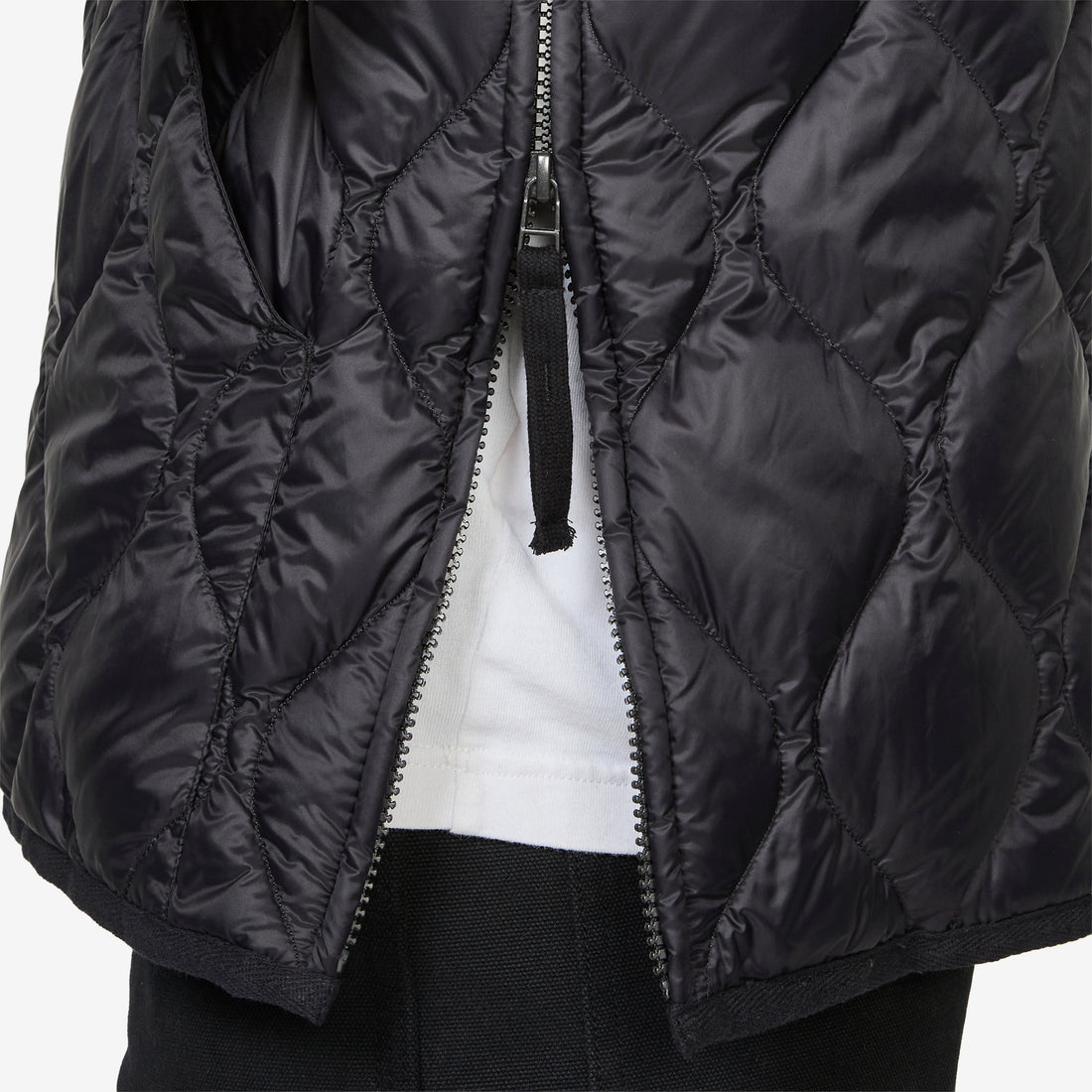 Military W-Zip V-Neck Soft Shell Down Vest Black Jackets