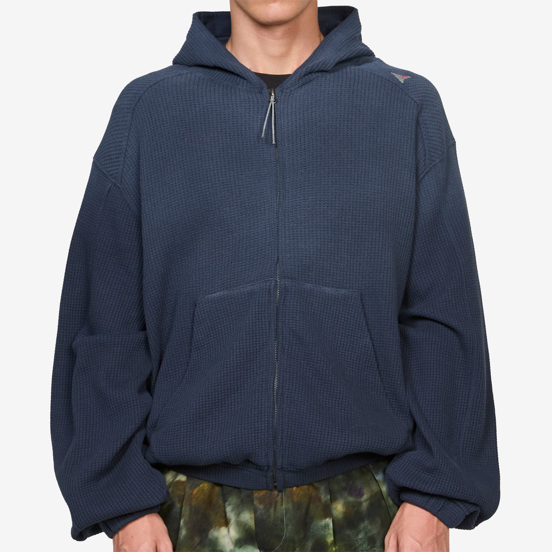 Bee Sun Faded Organic Waffle Zip Up Hoodie Navy Jumpers