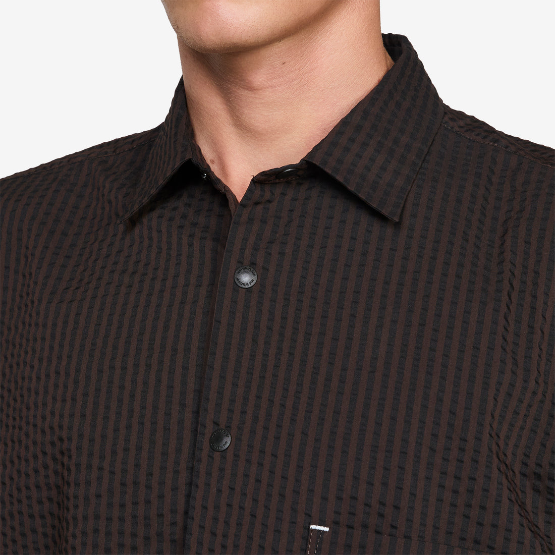 Dry Soft Seersucker SS Shirt Brown Shirts