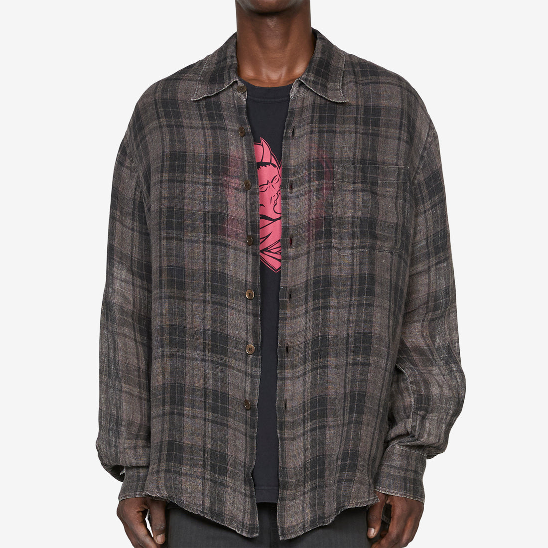 Above Shirt Penumbra Check Sheercoat Linen Shirts