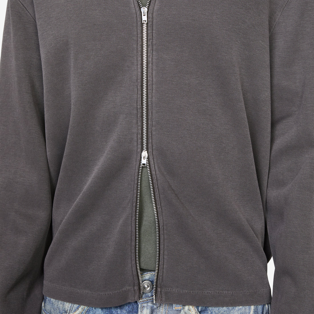 Shrunken Fullzip Worn Graphite Athletic Rib Jumpers