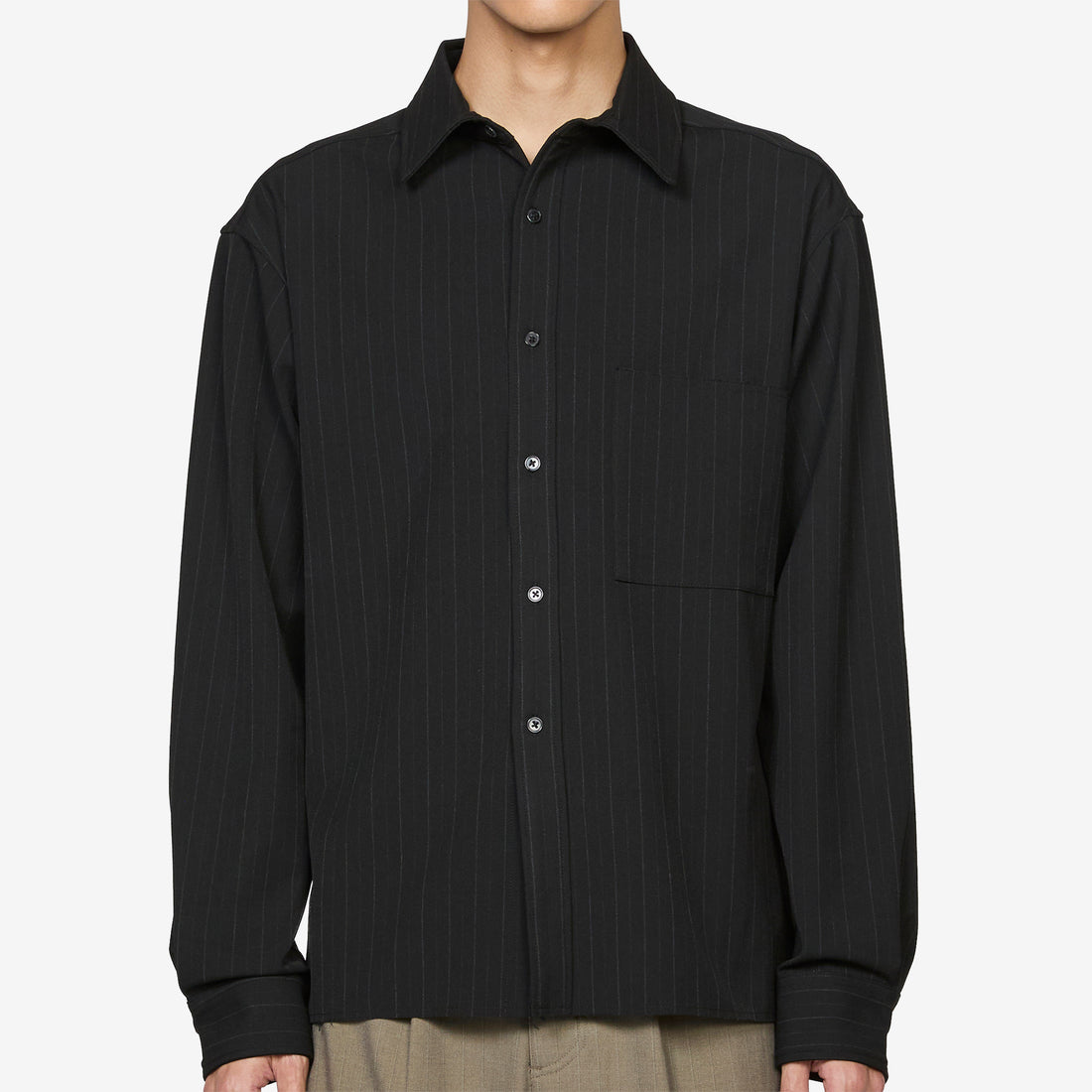 Hold Longsleeve Shirt Black Pinstripe Shirts