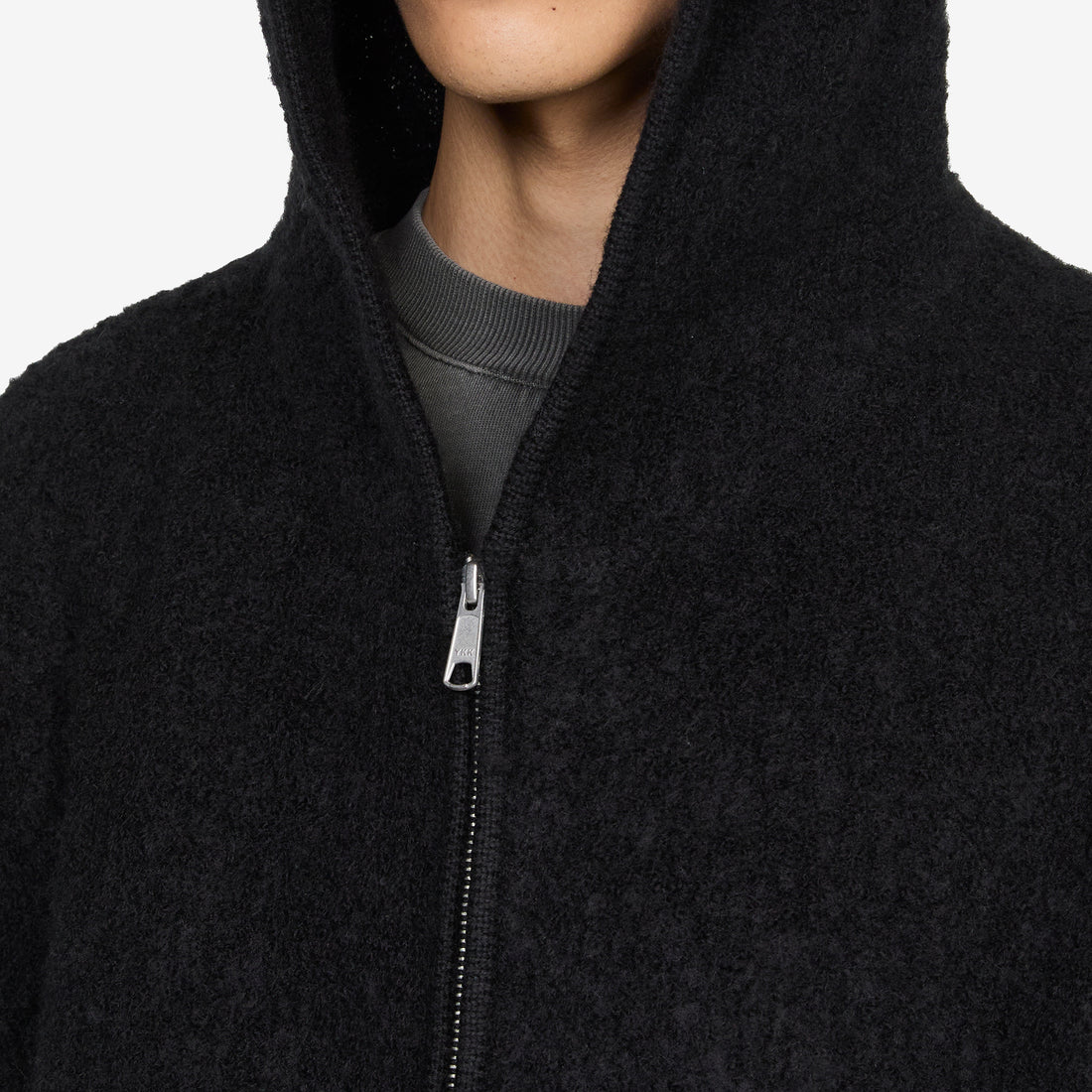 Knit Zip Hood Boiled Black Jumpers