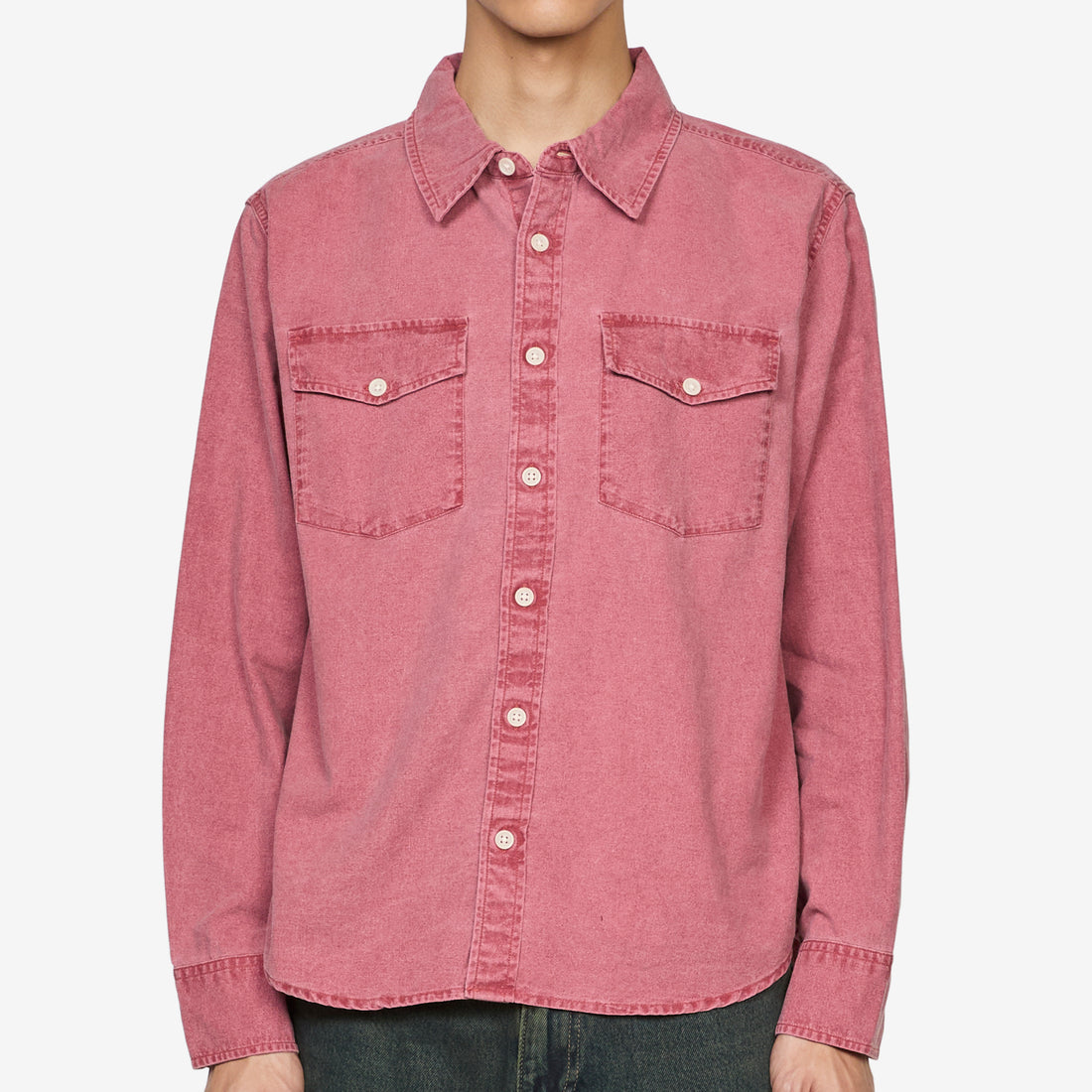 Pigment Dyed Canvas Longsleeve Shirt Red Shirts