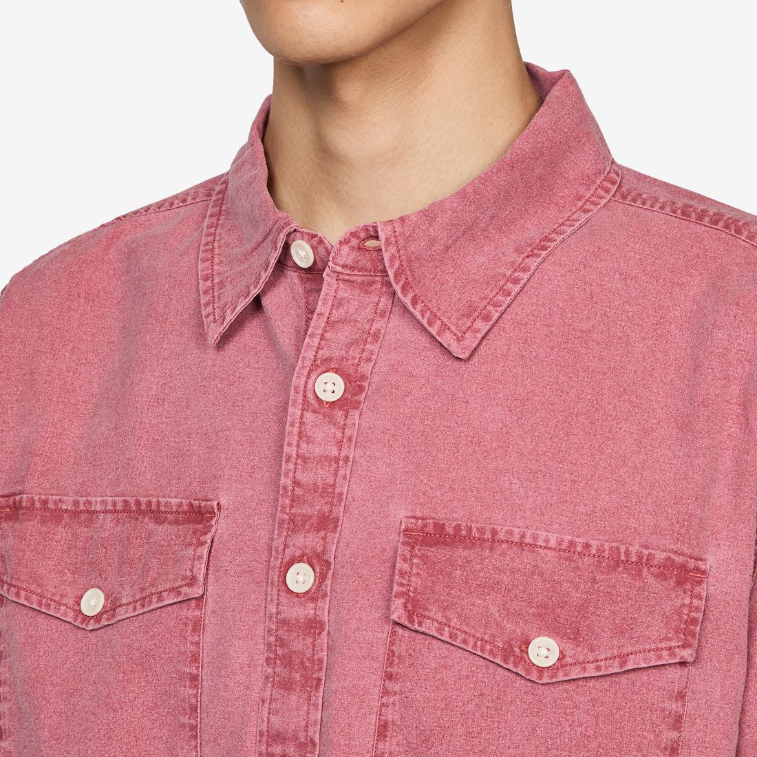 Pigment Dyed Canvas Longsleeve Shirt Red Shirts