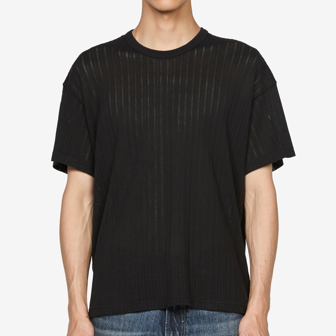 Ornament T-Shirt Black Lace Stripe Tees