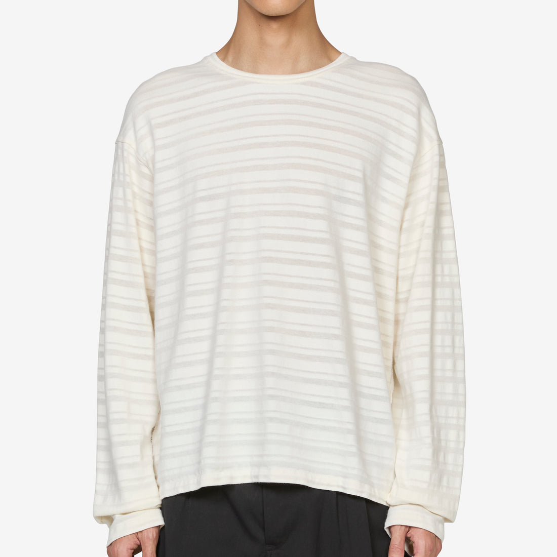 Round Neck Sweater Off White Stripe Jumpers