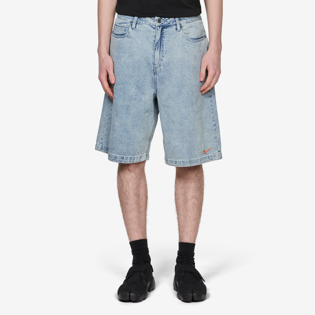 'Your Message Here' Indigo Denim Shorts Blue Denim | Black | Safety Orange Shorts