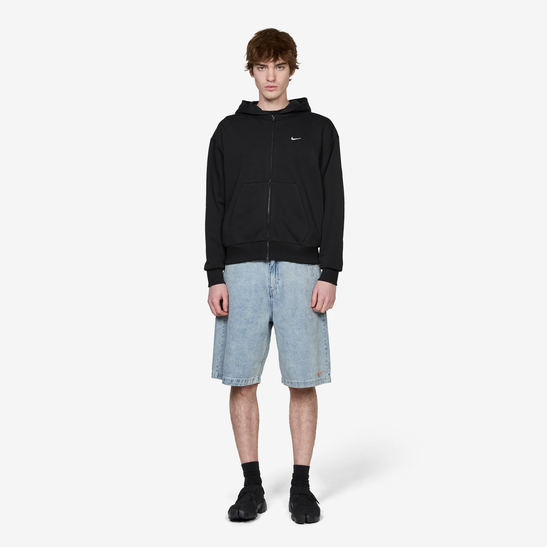 'Your Message Here' Indigo Denim Shorts Blue Denim | Black | Safety Orange Shorts