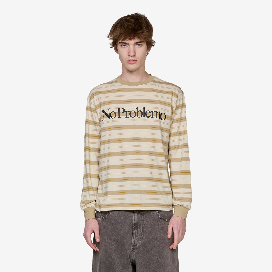 No Problemo Striped Longsleeve T-Shirt Sand Tees