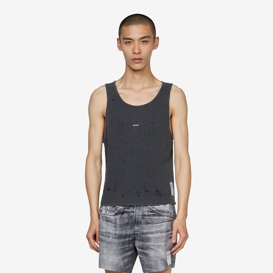 MothTech™ Waffle Singlet Aged Black Tees