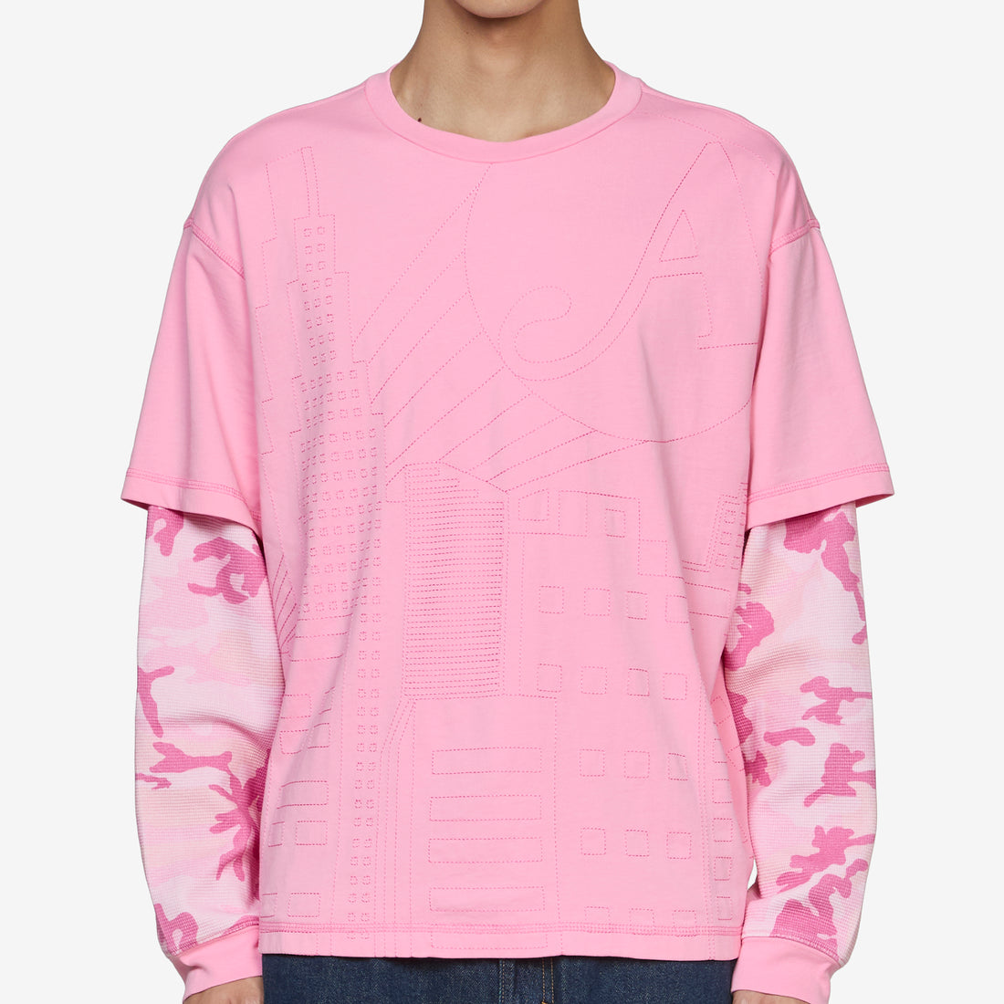 Skyline Waffle Longsleeve Shirt Pink Shirts