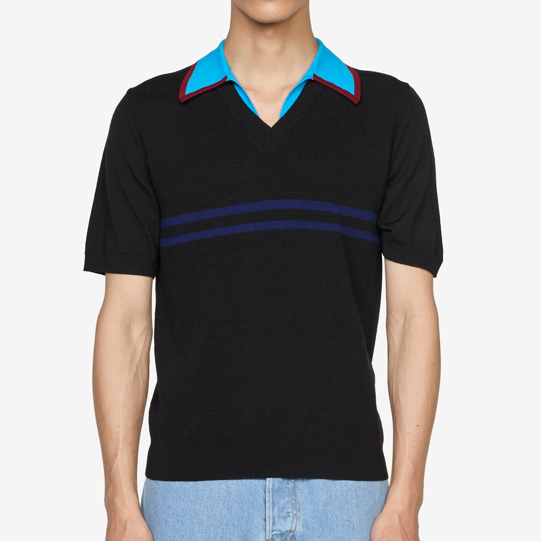 Merino Wool Polo Shirt Black Shirts