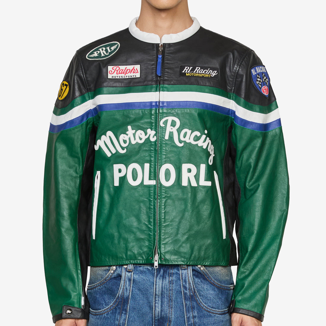 Leather Café Racer Jacket Tennis Green Multi Jackets