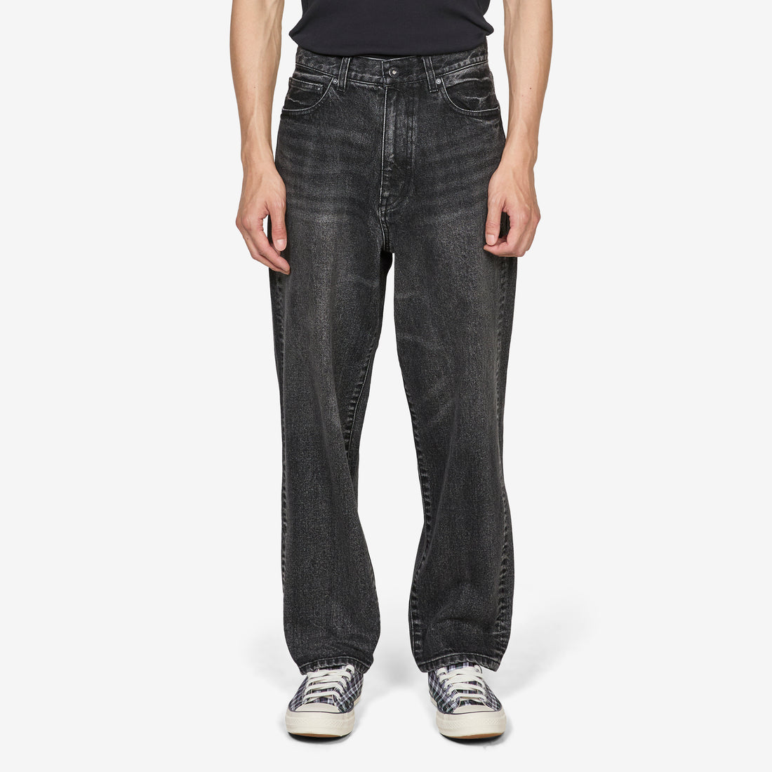 Vintage Washed Baggy Denim Pants Black Pants