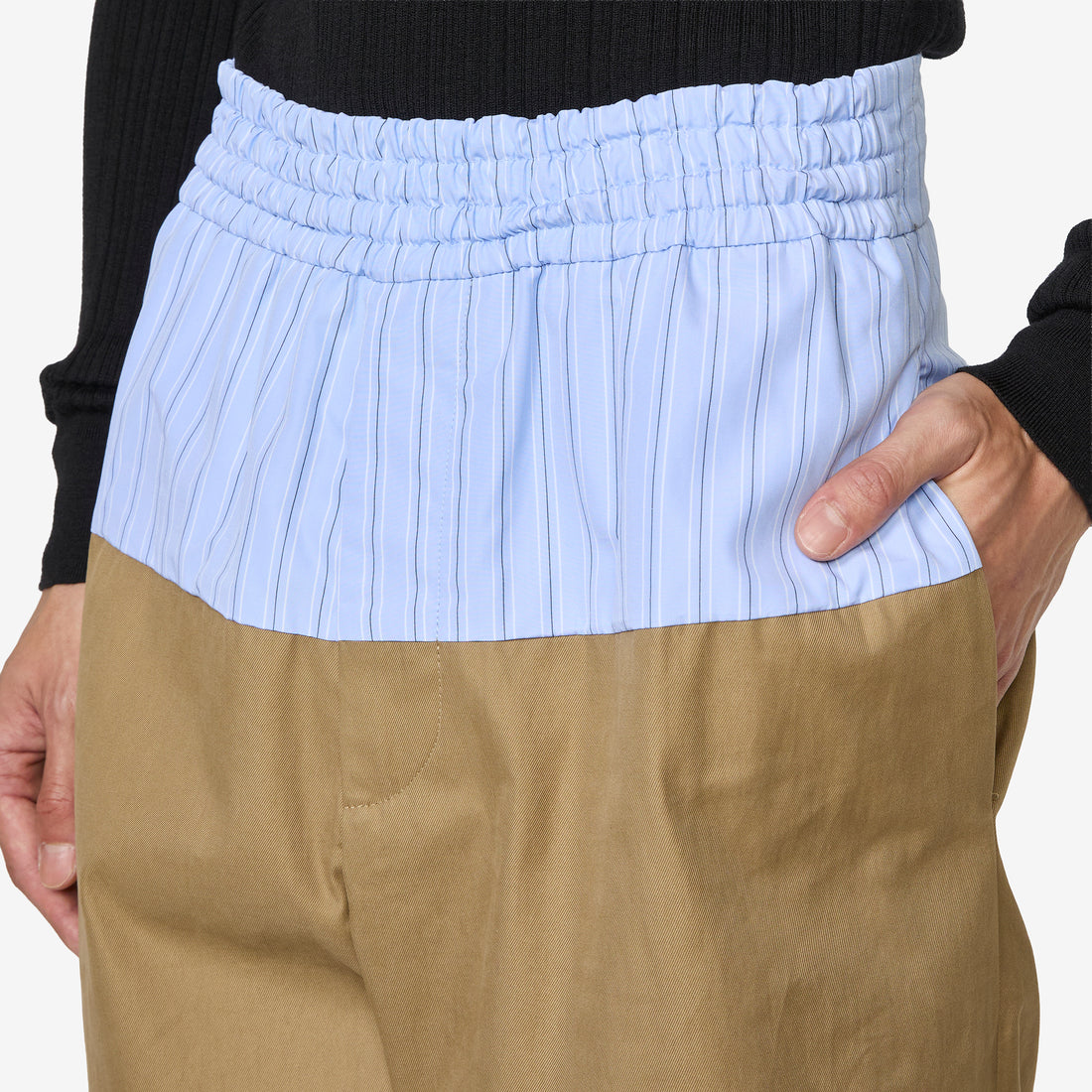 Contrast Waist Pants Camel Pants