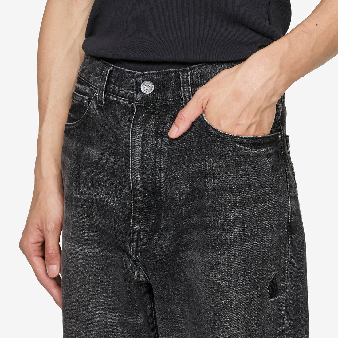 Vintage Washed Baggy Denim Pants Black Pants
