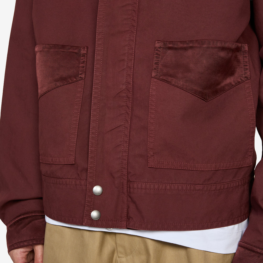 Overdyed Double Weave Cotton Jacket Burgundy Jackets