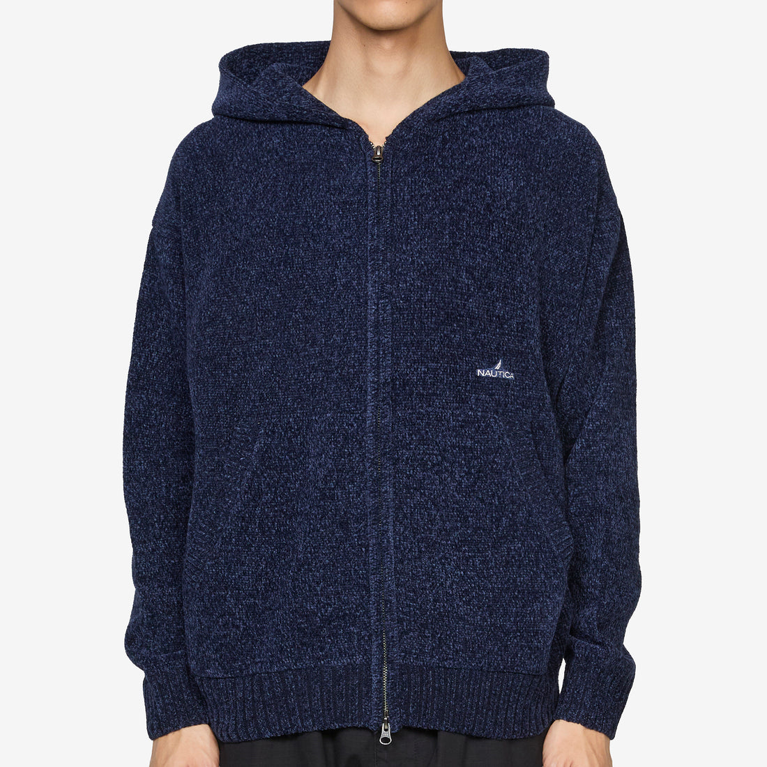 Mall Yarn Zip Up Hoodie Dark Navy Jumpers