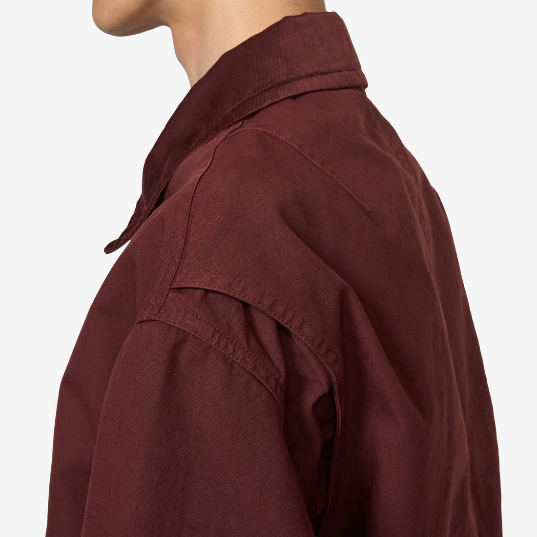 Overdyed Double Weave Cotton Jacket Burgundy Jackets
