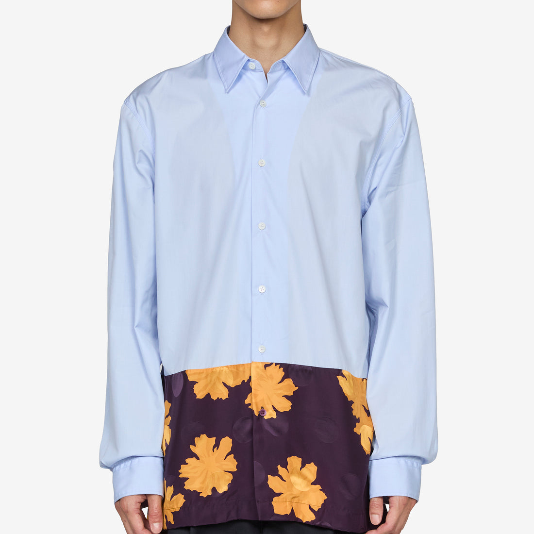 Contrast Cotton Shirt Light Blue Shirts