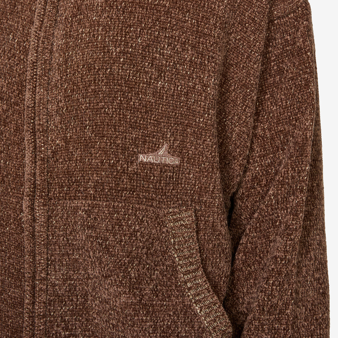 Mall Yarn Zip Up Hoodie Brown Jumpers