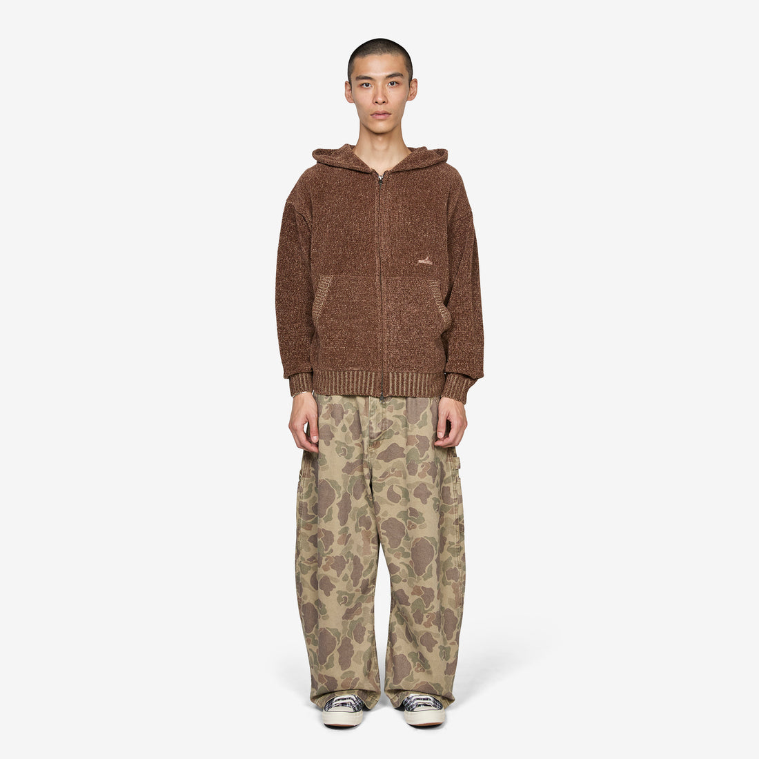 Mall Yarn Zip Up Hoodie Brown Jumpers