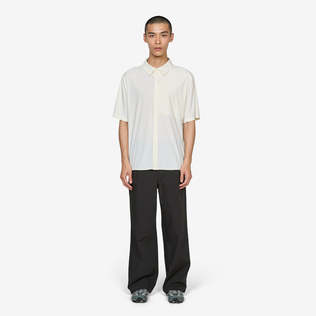 Align Button Up Short Sleeve Shirt Off White Shirts