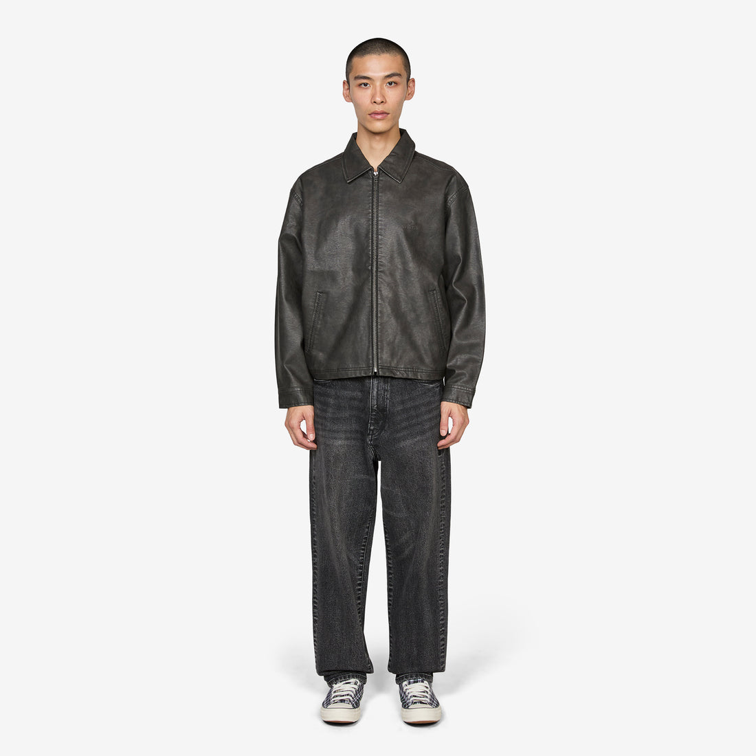 Vintage Washed Baggy Denim Pants Black Pants