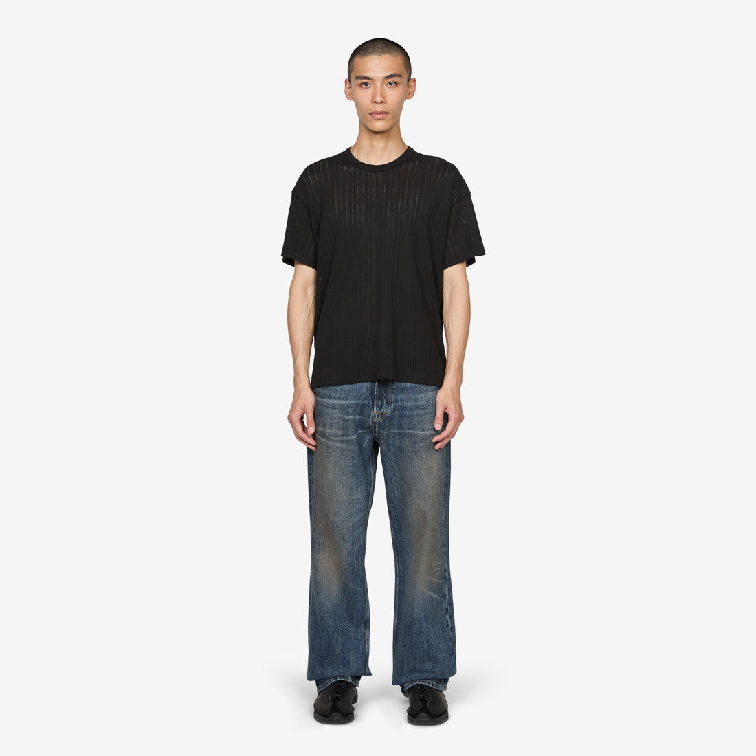 Ornament T-Shirt Black Lace Stripe Tees