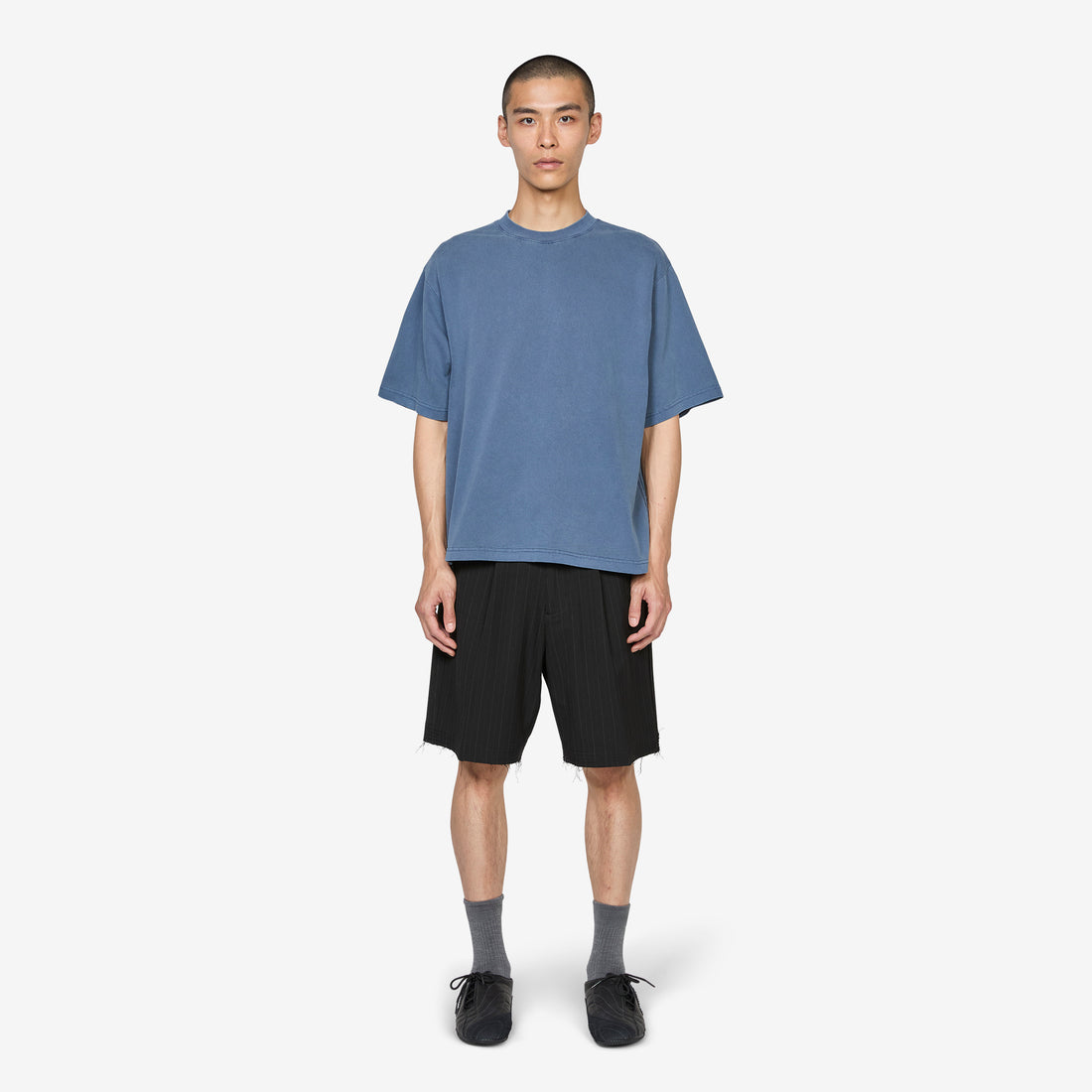 Cut Short Black Pinstripe Shorts