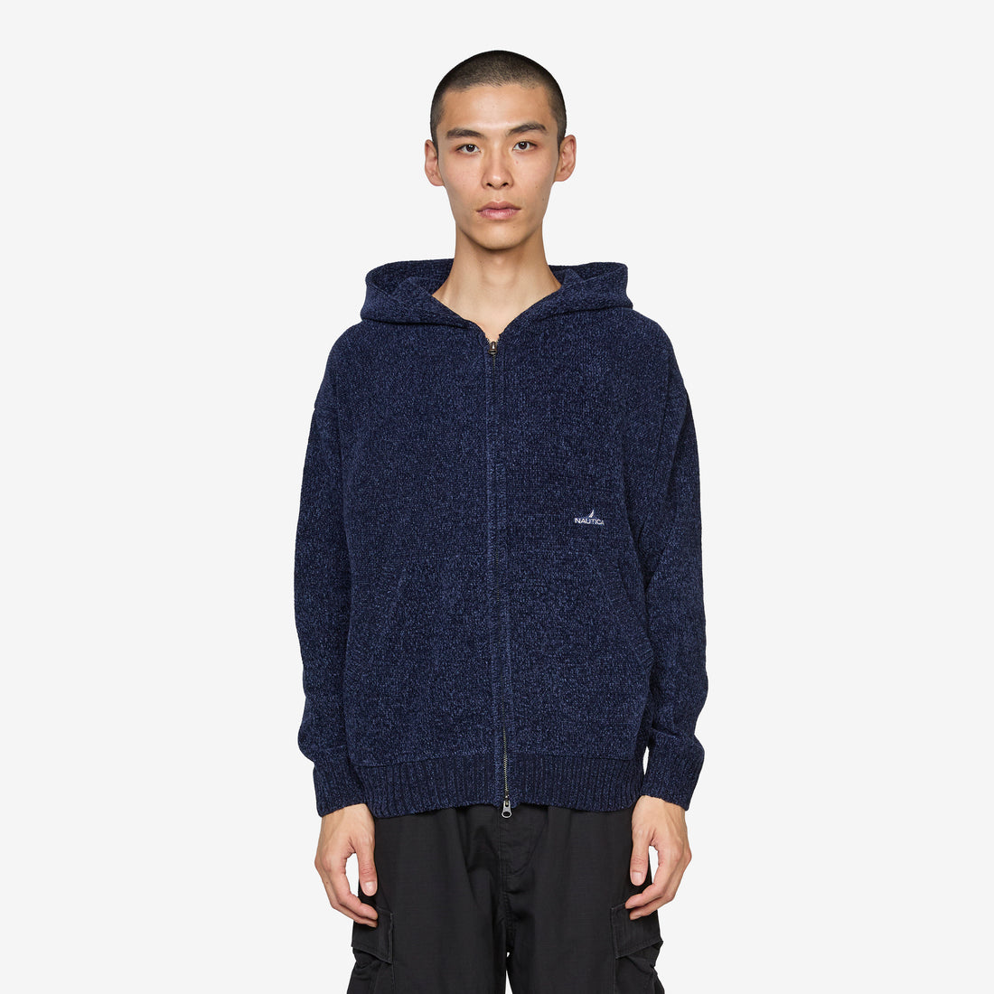 Mall Yarn Zip Up Hoodie Dark Navy Jumpers