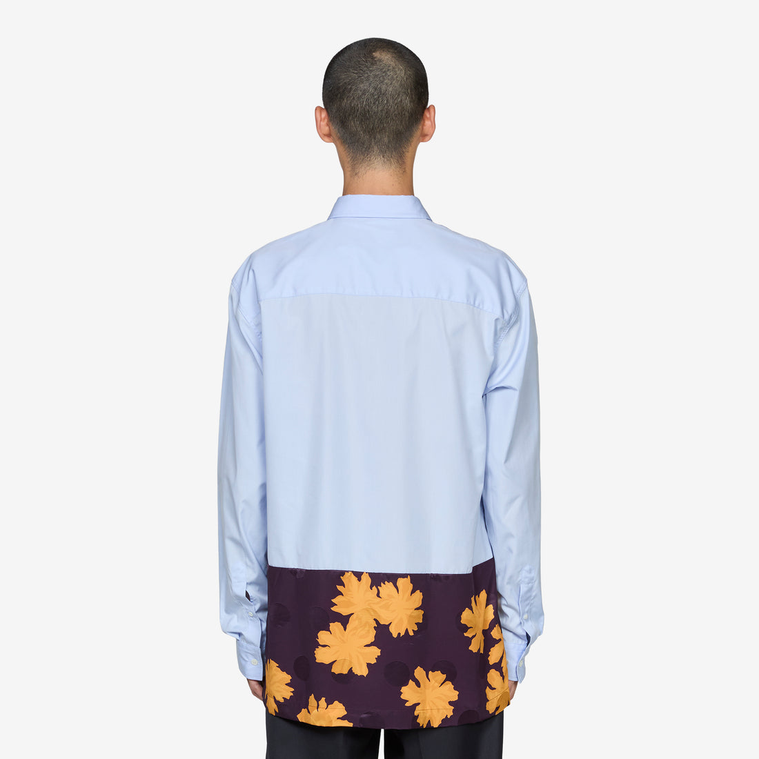 Contrast Cotton Shirt Light Blue Shirts