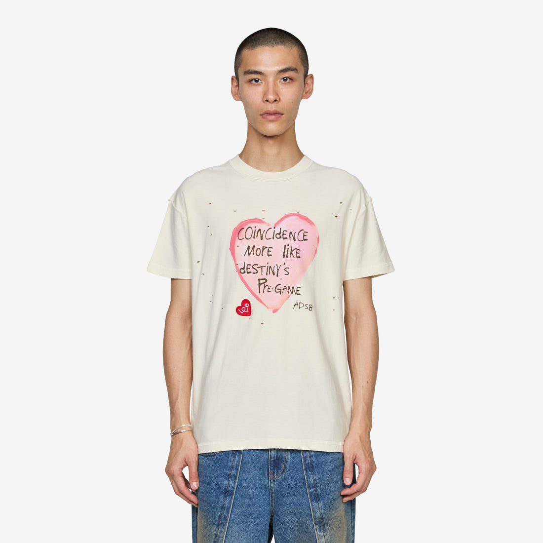 Heart Message T-Shirt Ecru Tees