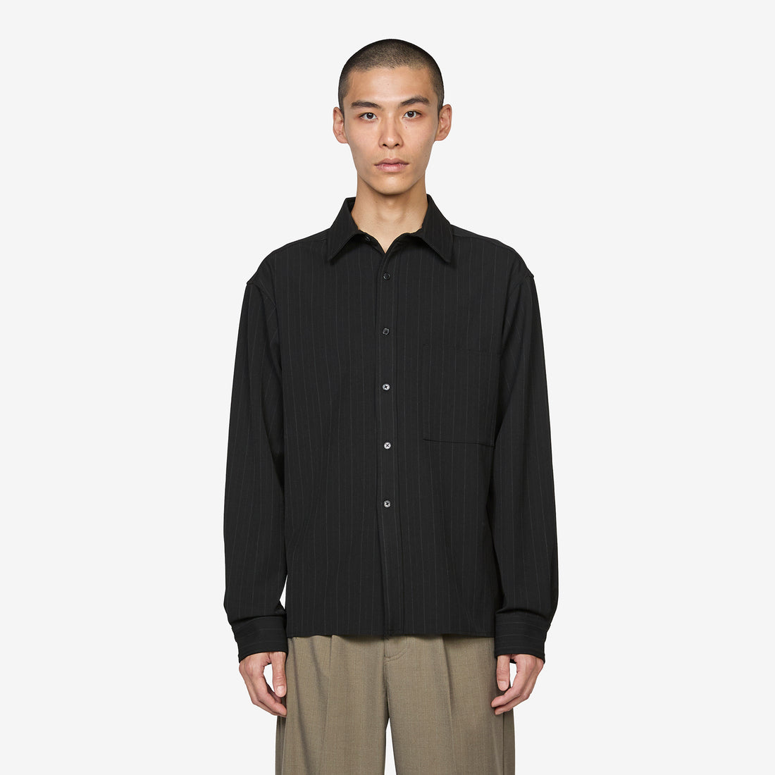Hold Longsleeve Shirt Black Pinstripe Shirts