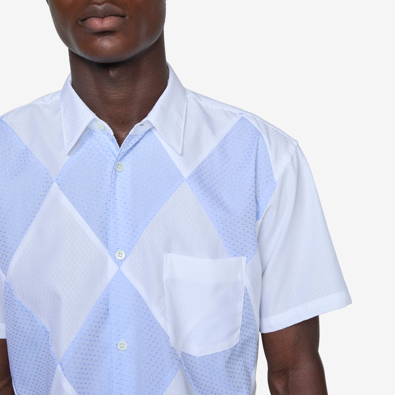 Diamond Patchwork Shirt White | Blue