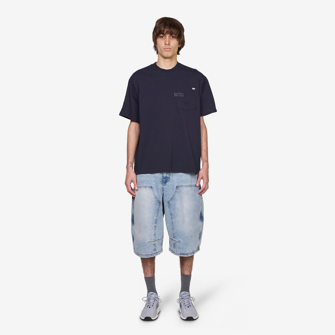 Hidden Logo Pocket Piece Dyed T-Shirt Navy Tees