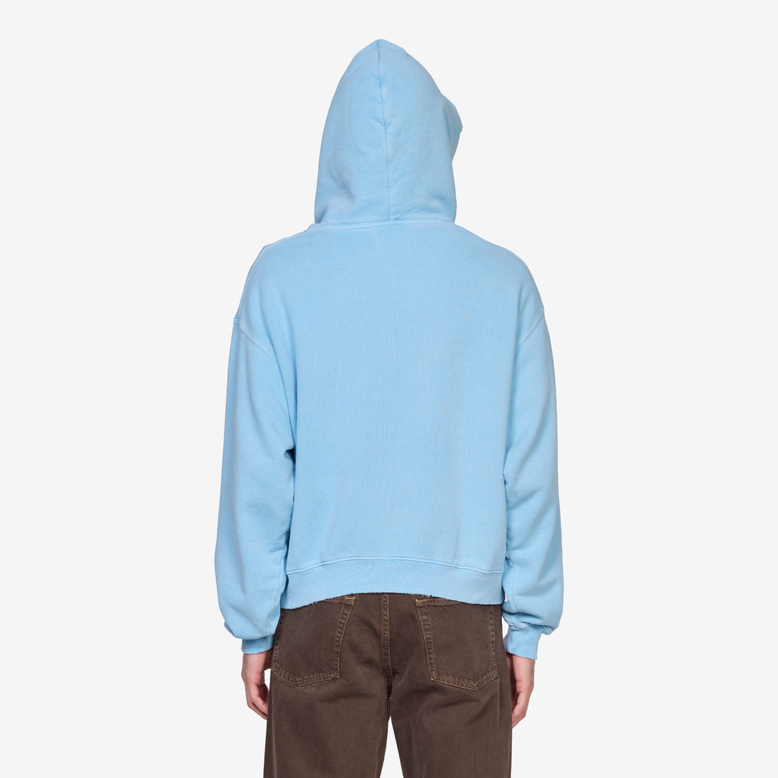 Distressed Zip Up Hoodie Sky Blue Jumpers