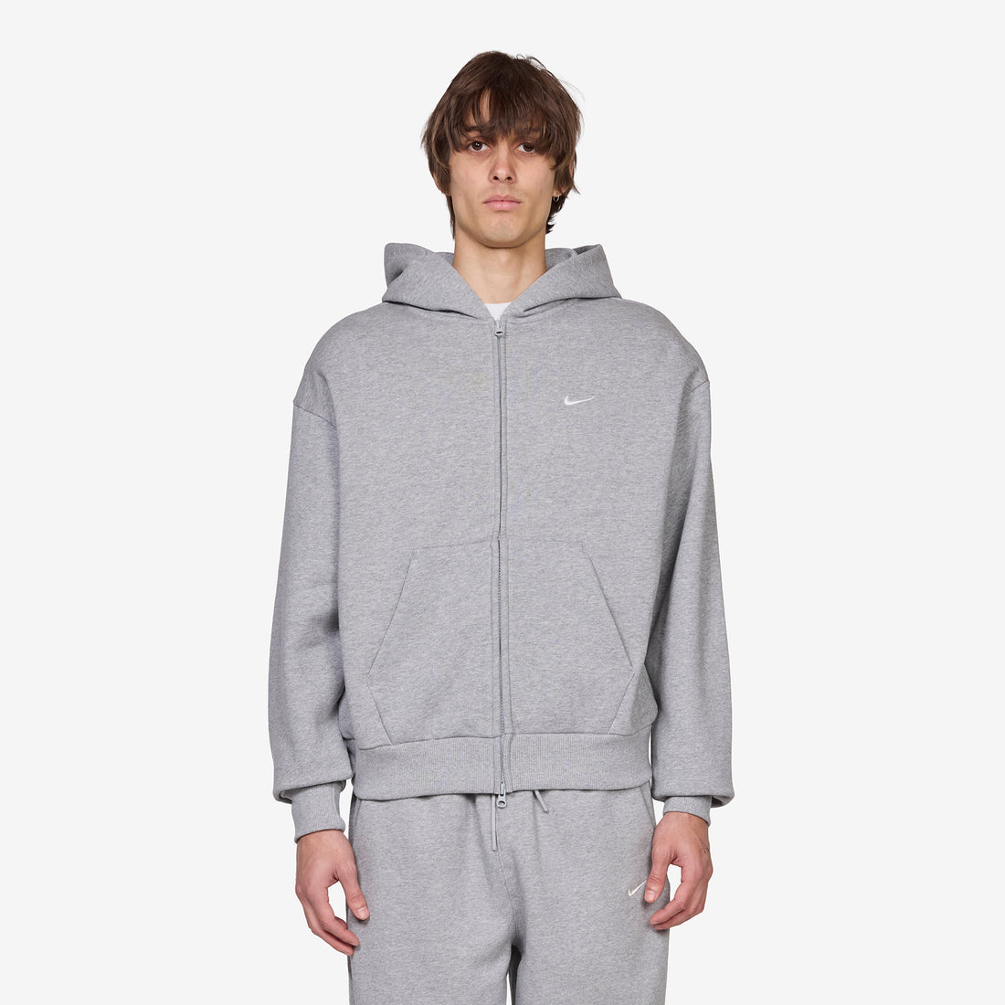 Solo Swoosh Full-Zip Hoodie Dark Grey Heather | Sail Jumpers