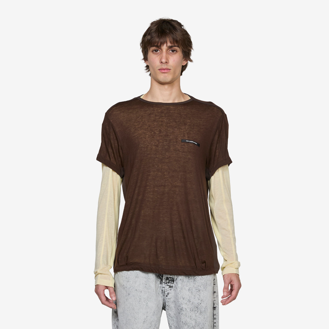 Brad Wool Layered T-Shirt Brown | Lemon Tees