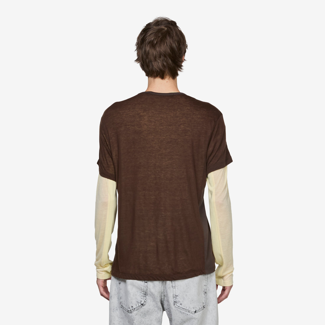 Brad Wool Layered T-Shirt Brown | Lemon Tees
